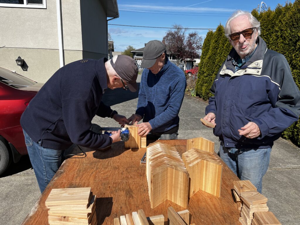 Mason bee house assembly line.