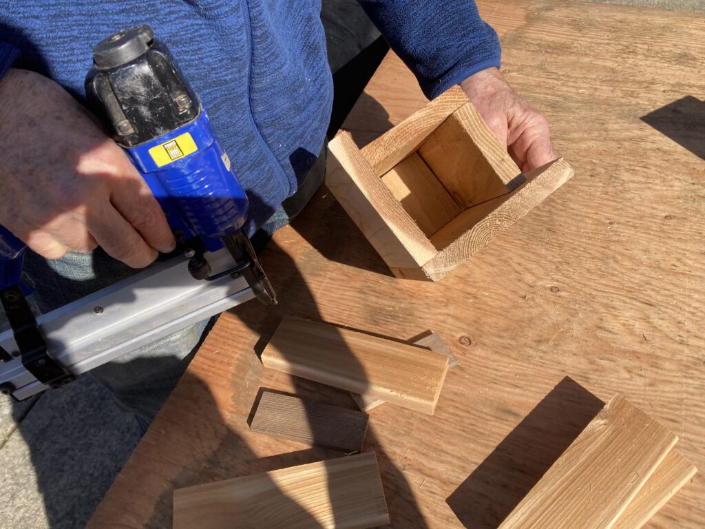 Mason bee house assembly line.