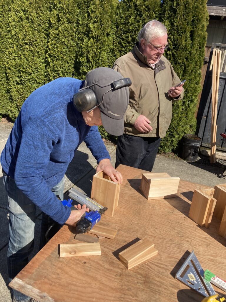 Mason bee house assembly line.