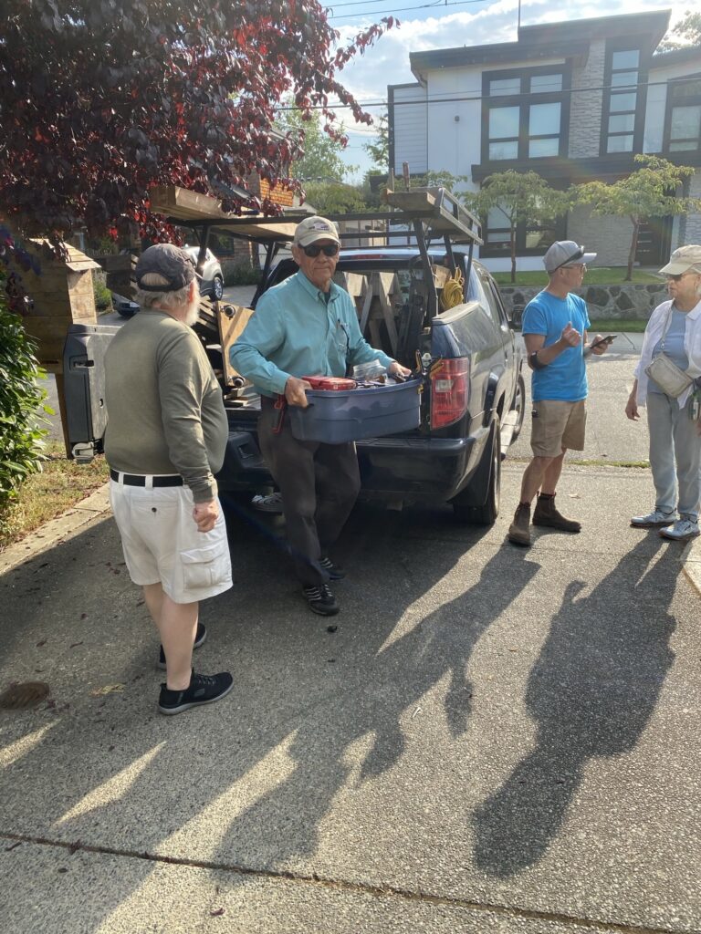 Esquimalt Men's Shed members getting ready to build a pantry