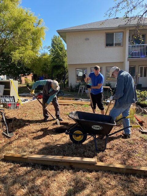 Digging the post holes for the finished pantry.