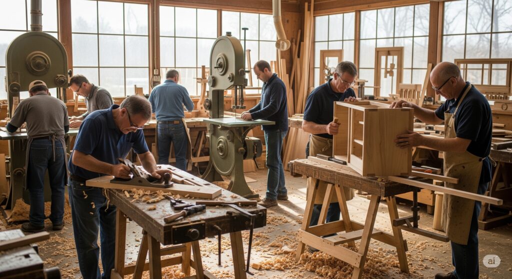 woodworking shop with people